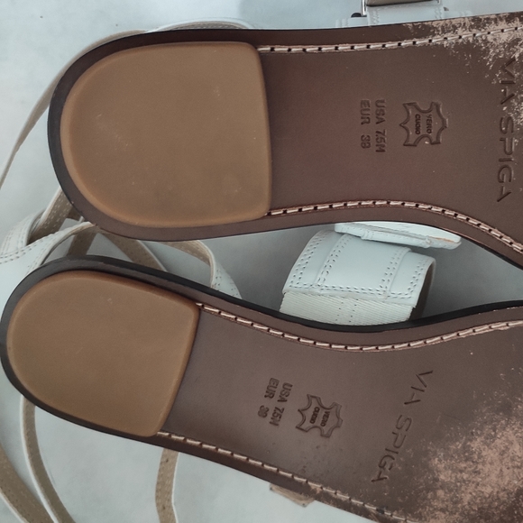 Via Spiga Sedana Sandals White Leather Buckle Size 7.5 - Picture 11 of 12